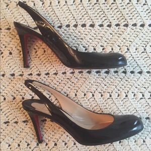 Christian Louboutin. Corinette 85mm black patent.